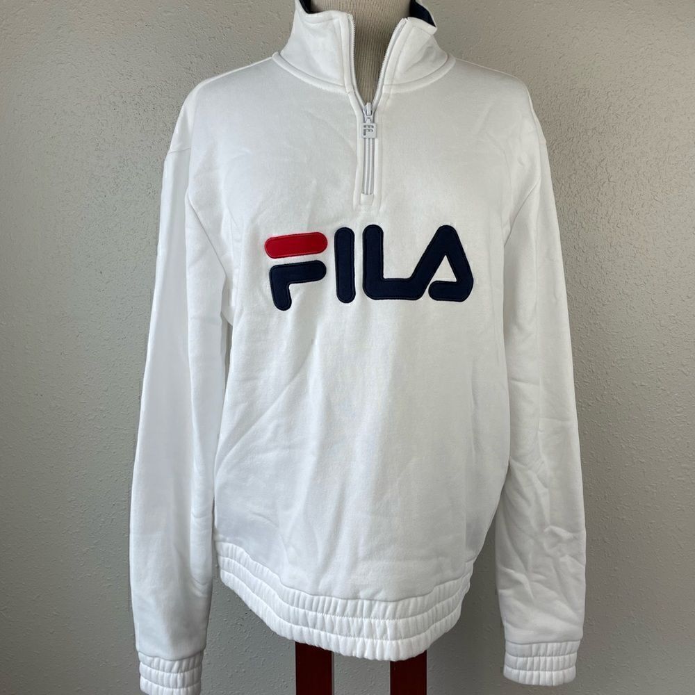 Fila White Quarter Zip Pullover Size L EUC
